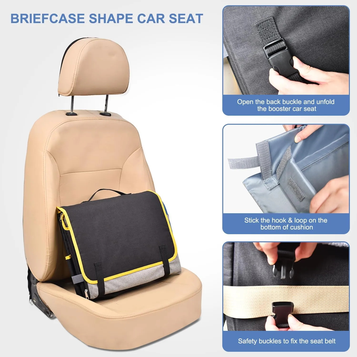 JESPET & GOOPAWS Dog Car Seat, Portable Dog Car Travel Bed with Clip-On Safety Leash, Briefcase Shape Waterproof Dog Booster Car Seat, Suitable for Pets Up to 25lbs