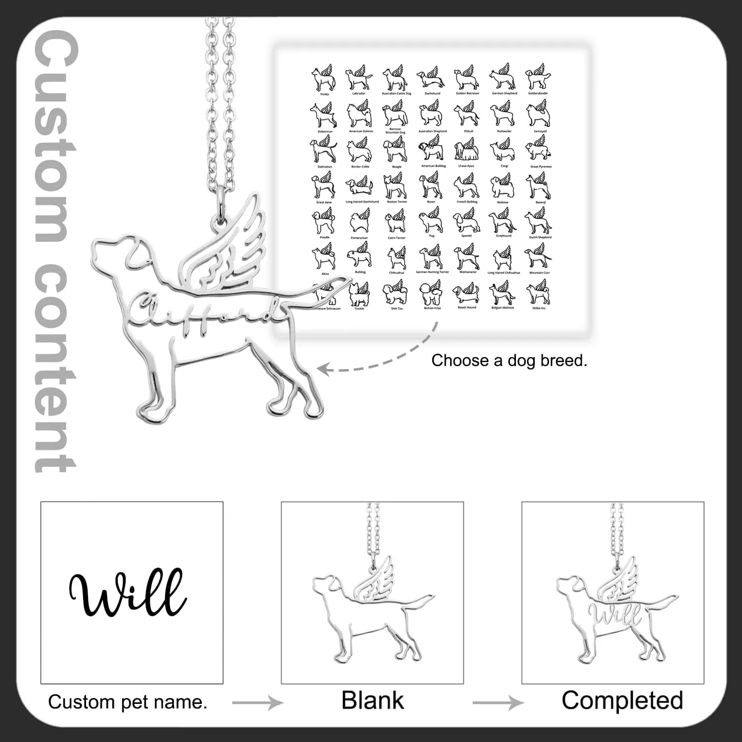 JewelOra Personalized Pet Dog Cat Necklace for Women Custom Engraved Name Necklace Pendant Animal Pendant Jewelry Gift for Pet Lover