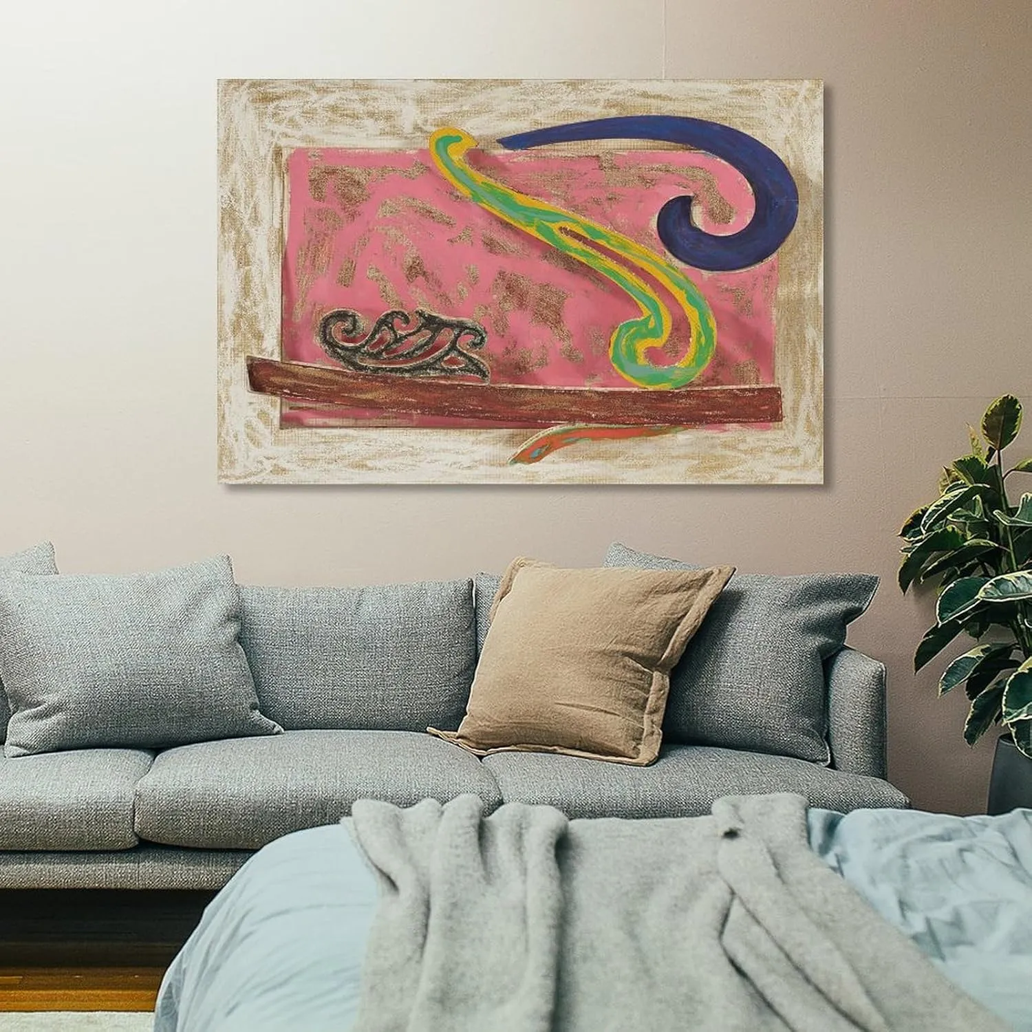 JIANPIN Frank Stella Poster Noguchi's Okinawa Woodpecker Canvas Famous Paintings, Wall Art Posters, Decorative Hanging Pictures Print Photo Art Painting Canvas Poster Home Decorative Bedroom Modern De