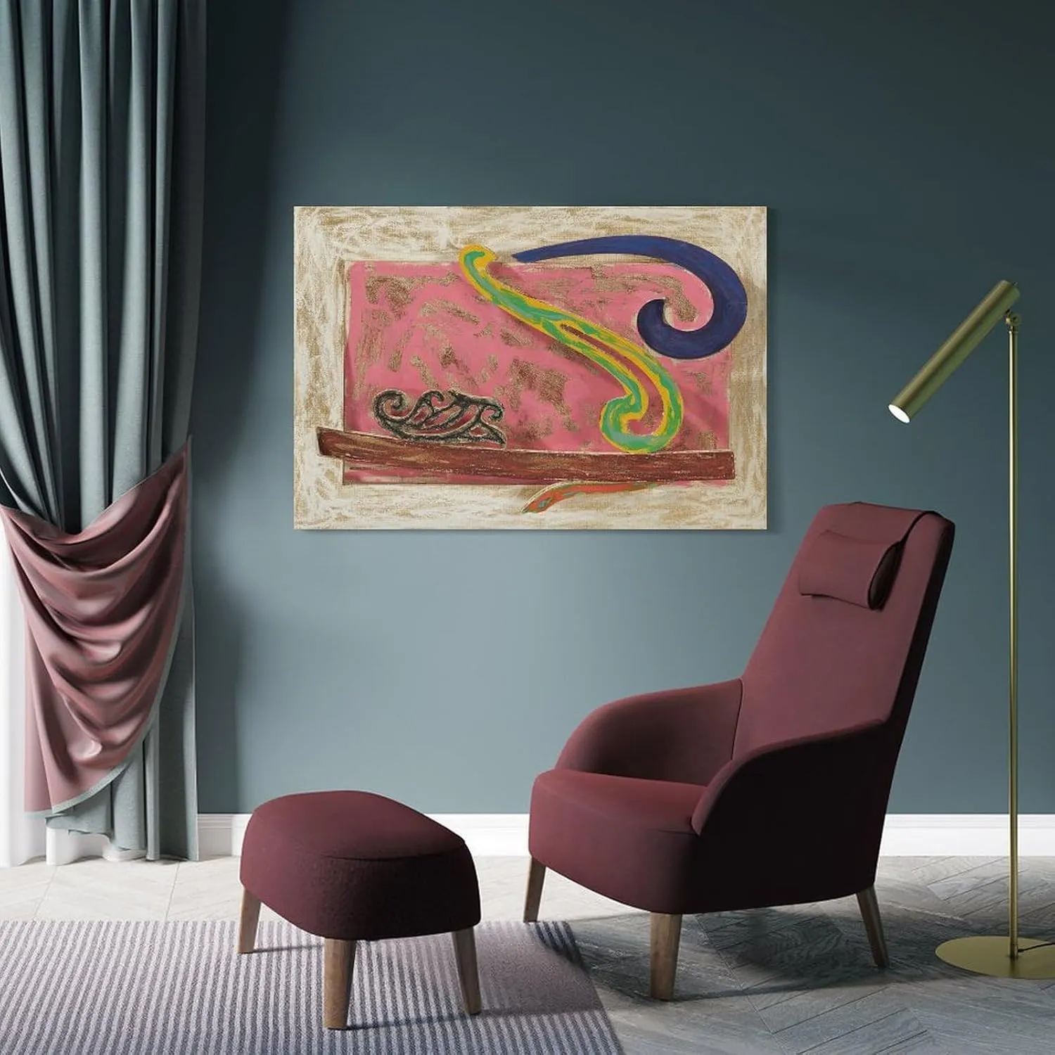 JIANPIN Frank Stella Poster Noguchi's Okinawa Woodpecker Canvas Famous Paintings, Wall Art Posters, Decorative Hanging Pictures Print Photo Art Painting Canvas Poster Home Decorative Bedroom Modern De