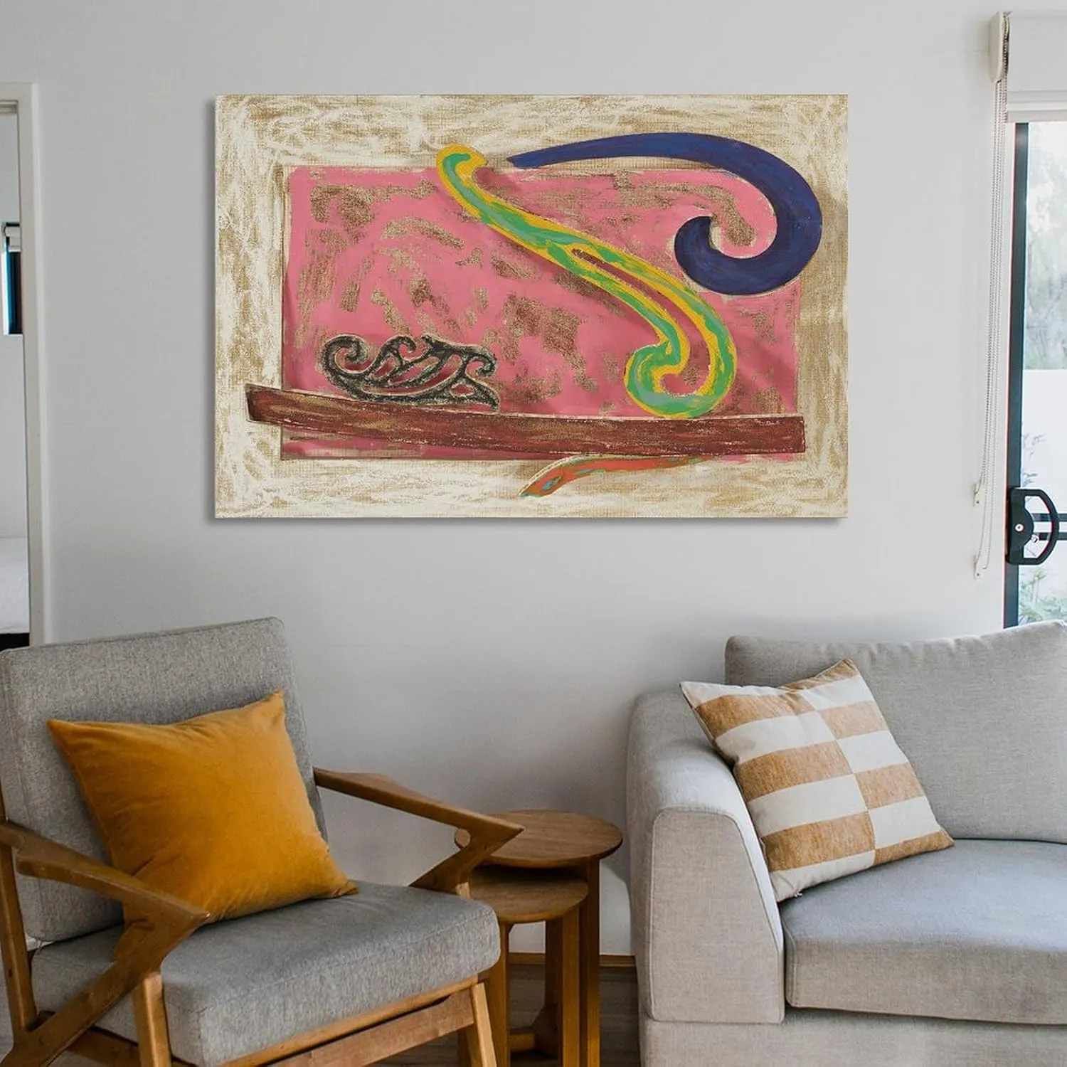 JIANPIN Frank Stella Poster Noguchi's Okinawa Woodpecker Canvas Famous Paintings, Wall Art Posters, Decorative Hanging Pictures Print Photo Art Painting Canvas Poster Home Decorative Bedroom Modern De