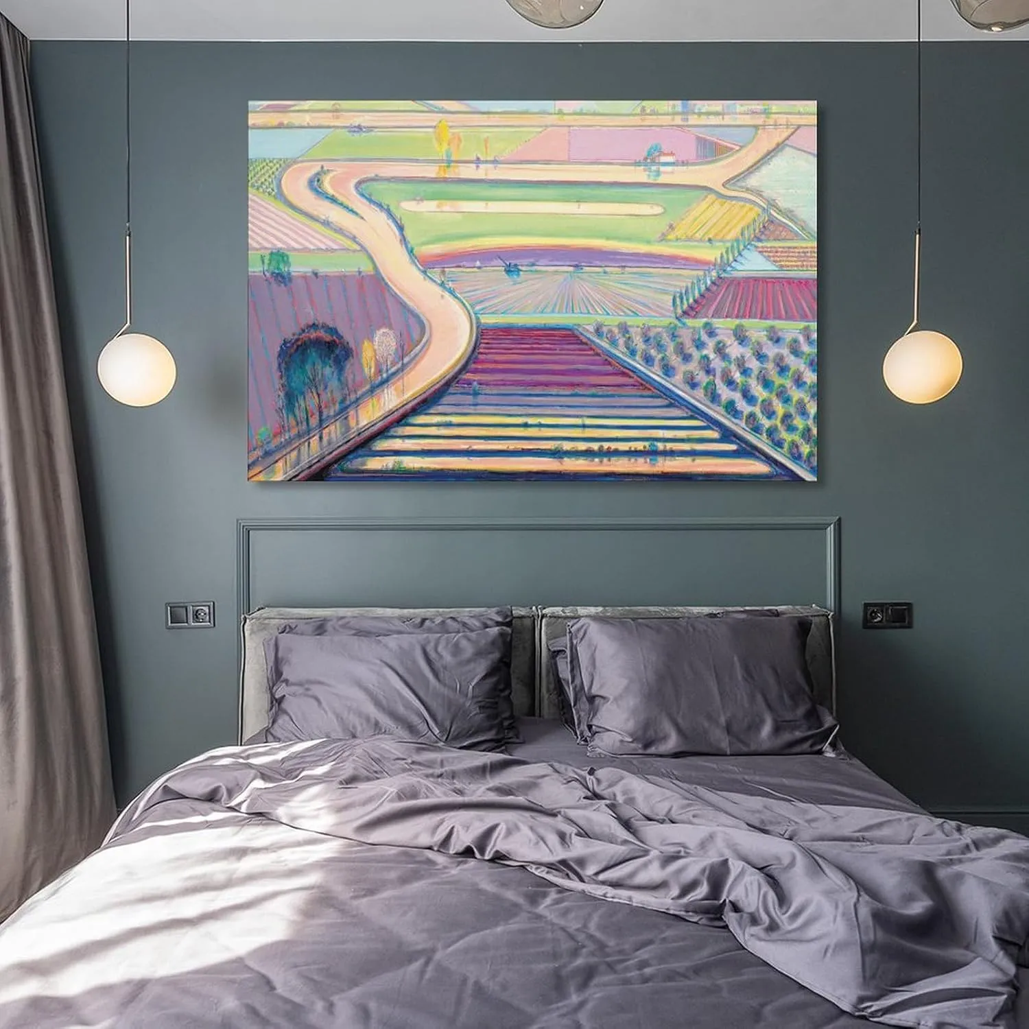 JIANPIN Wayne Thiebaud River Channels Canvas Printing Famous Paintings, Wall Art Posters, Decorative Poster Decorative Painting Canvas Wall Art Living Room Posters Bedroom Painting 12x18inch(30x45cm)
