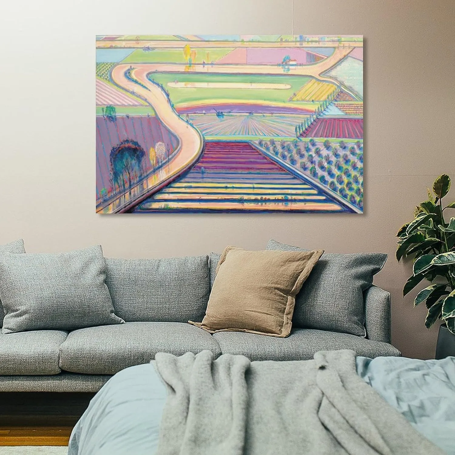 JIANPIN Wayne Thiebaud River Channels Canvas Printing Famous Paintings, Wall Art Posters, Decorative Poster Decorative Painting Canvas Wall Art Living Room Posters Bedroom Painting 12x18inch(30x45cm)
