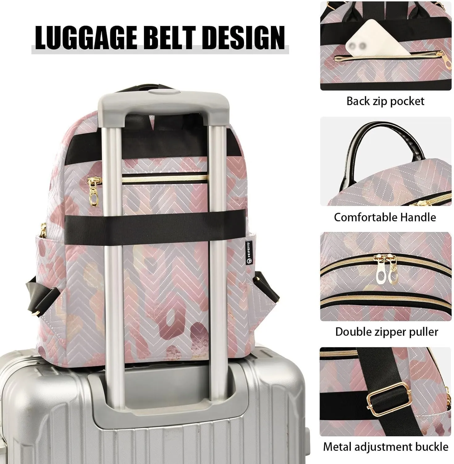JIPONI Gradient Laser Leopard Small Backpack for Women, Travel Purse Back Pack, Casual Daypack, Lightweight Bag-M