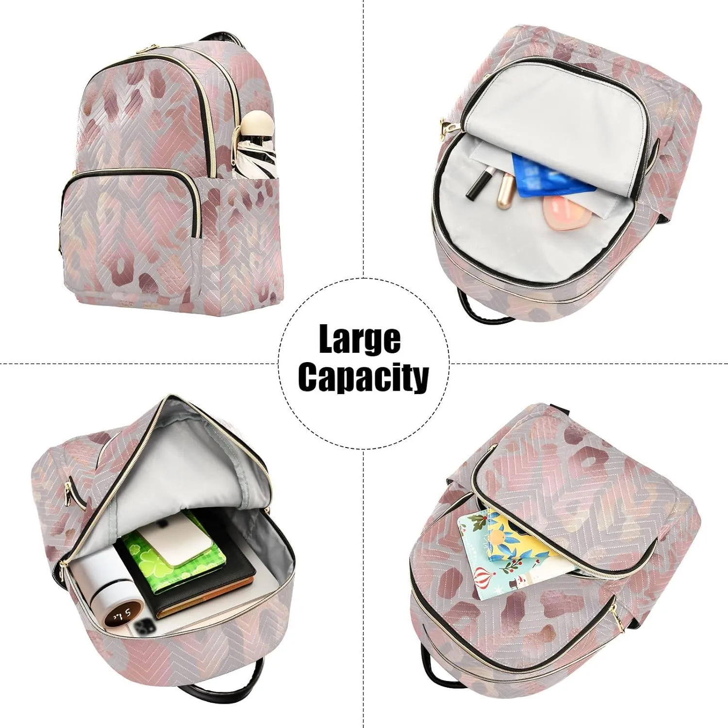 JIPONI Gradient Laser Leopard Small Backpack for Women, Travel Purse Back Pack, Casual Daypack, Lightweight Bag-M