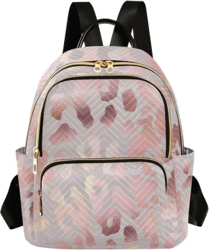 JIPONI Gradient Laser Leopard Small Backpack for Women, Travel Purse Back Pack, Casual Daypack, Lightweight Bag-M