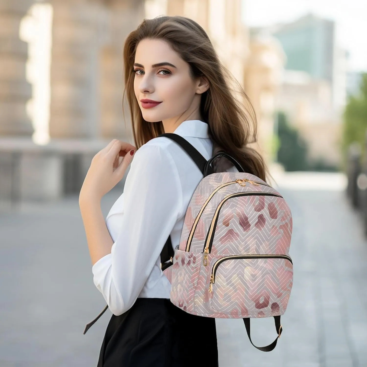JIPONI Gradient Laser Leopard Small Backpack for Women, Travel Purse Back Pack, Casual Daypack, Lightweight Bag-M