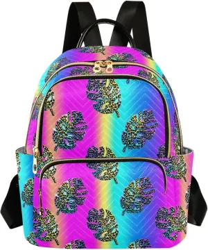 JIPONI Laser Turtle Shell Leaf Small Backpack for Women, Travel Purse Back Pack, Casual Daypack, Lightweight Bag-S