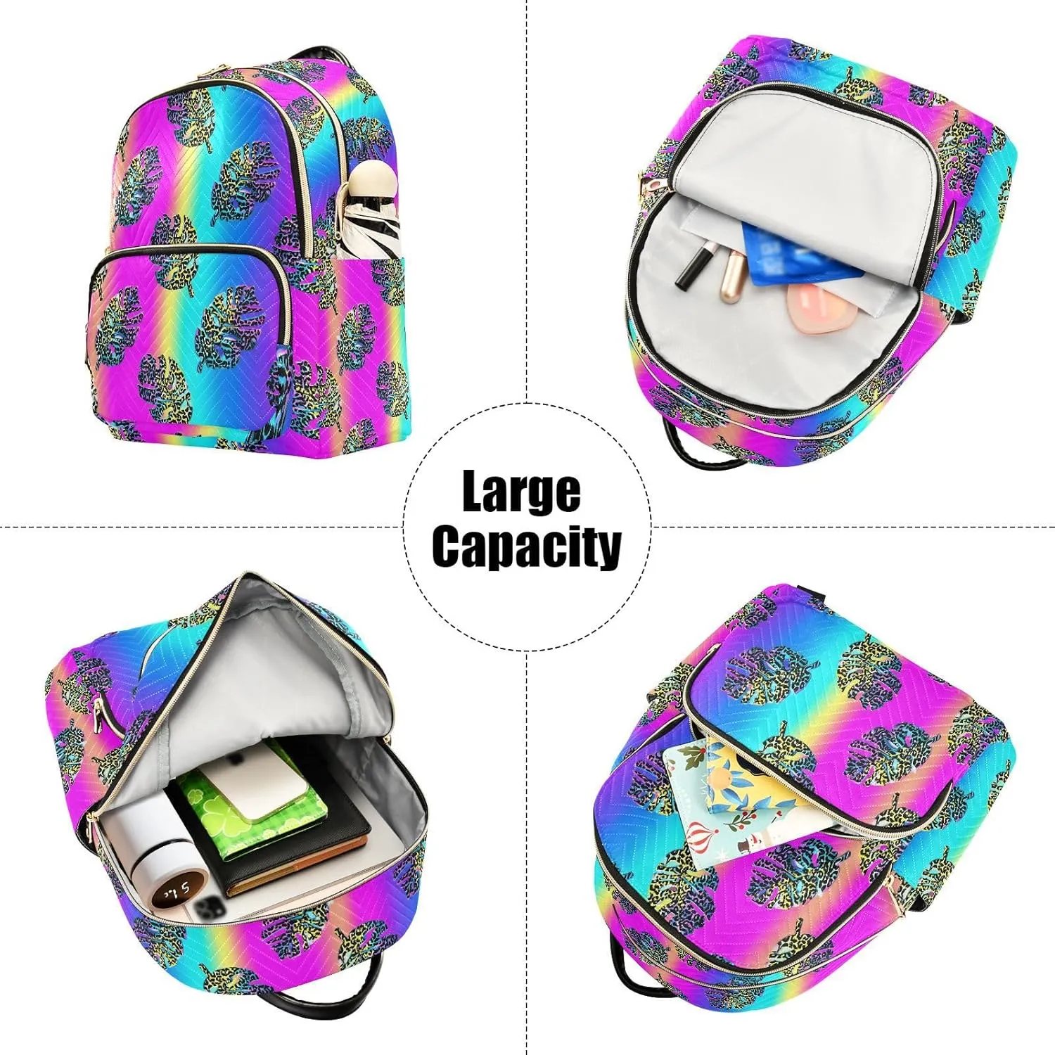 JIPONI Laser Turtle Shell Leaf Small Backpack for Women, Travel Purse Back Pack, Casual Daypack, Lightweight Bag-S
