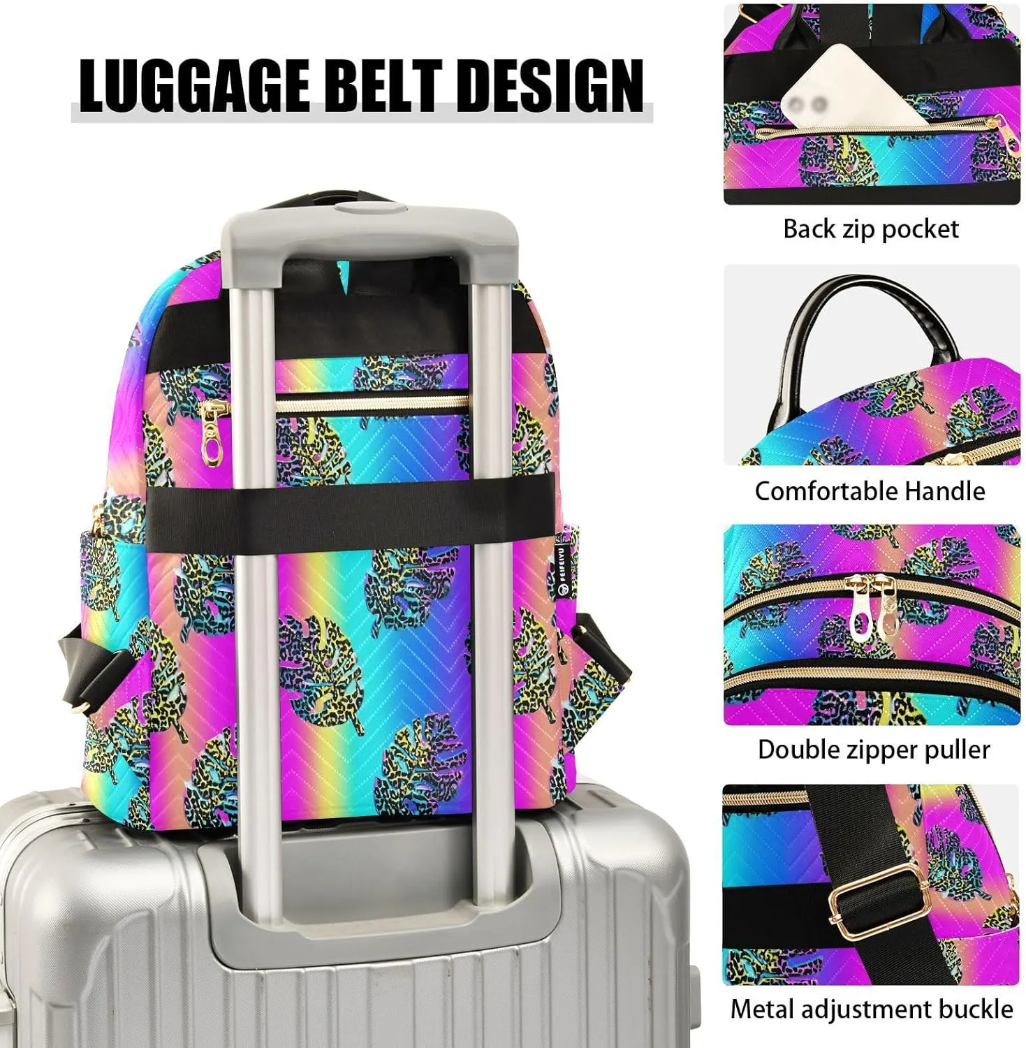 JIPONI Laser Turtle Shell Leaf Small Backpack for Women, Travel Purse Back Pack, Casual Daypack, Lightweight Bag-S
