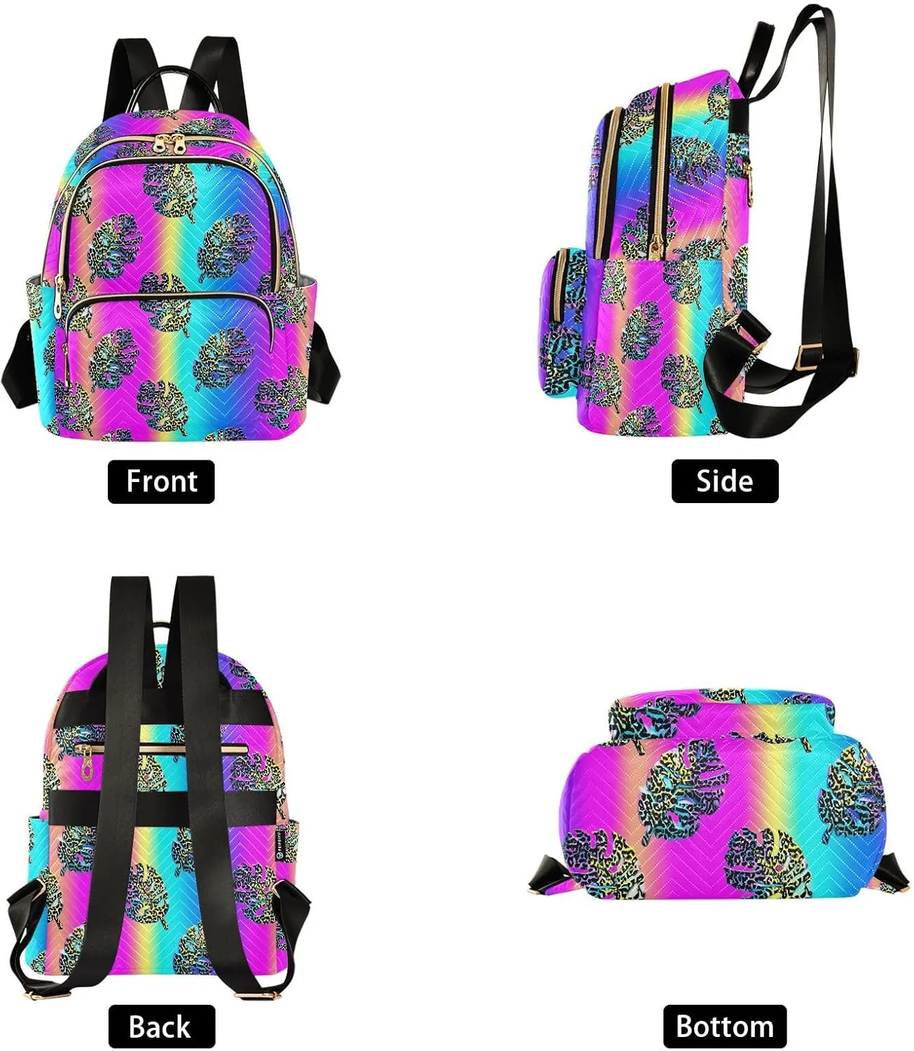 JIPONI Laser Turtle Shell Leaf Small Backpack for Women, Travel Purse Back Pack, Casual Daypack, Lightweight Bag-S
