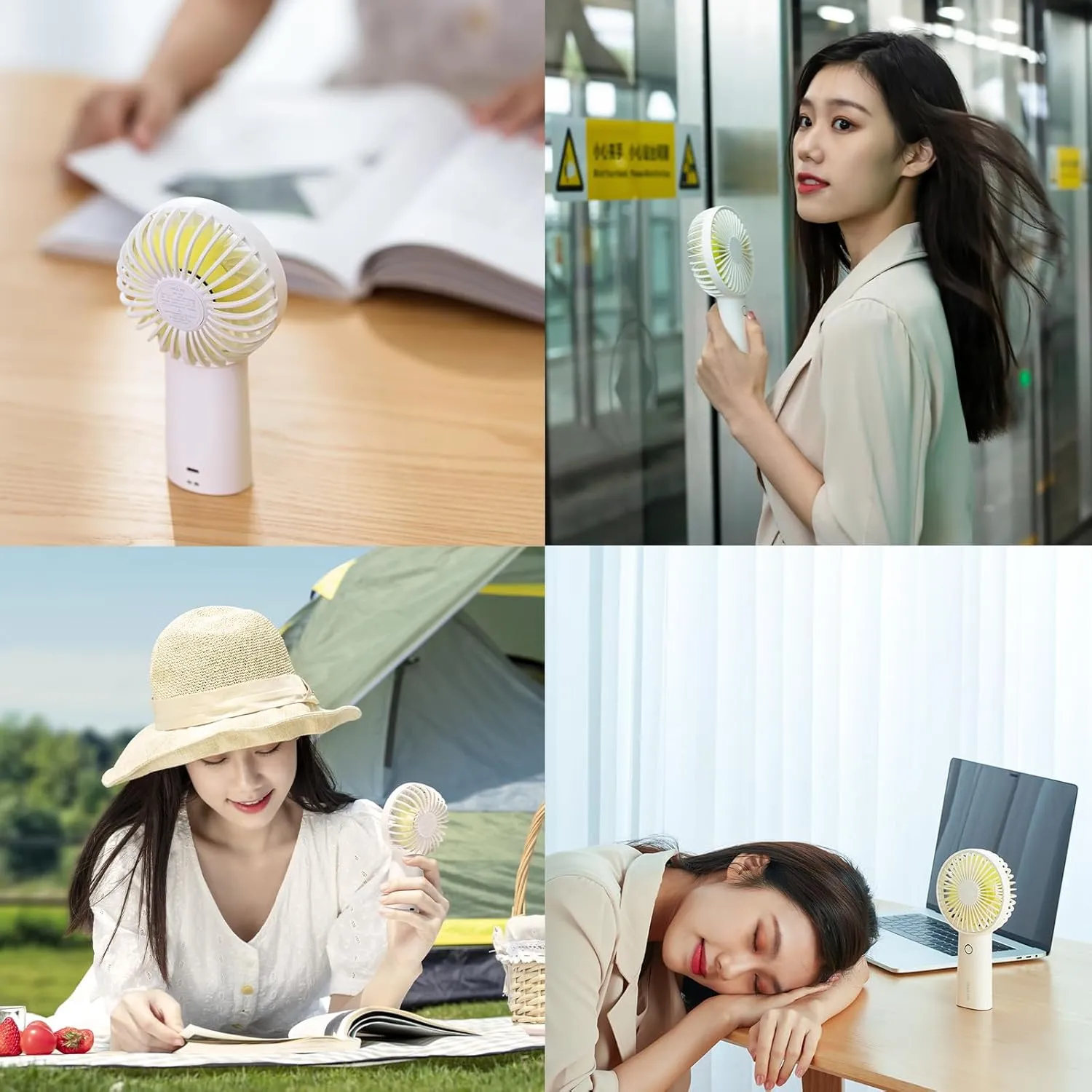 JISULIFE Handheld Fan with 30 Hours of Cooling, 6000mAh Battery, USB Rechargeable Portable Fan for Travel, Makeup, Concerts & Commute – Stay Cool Everywhere (White)