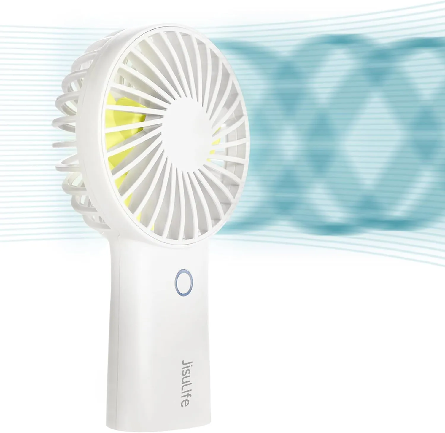 JISULIFE Handheld Fan with 30 Hours of Cooling, 6000mAh Battery, USB Rechargeable Portable Fan for Travel, Makeup, Concerts & Commute – Stay Cool Everywhere (White)