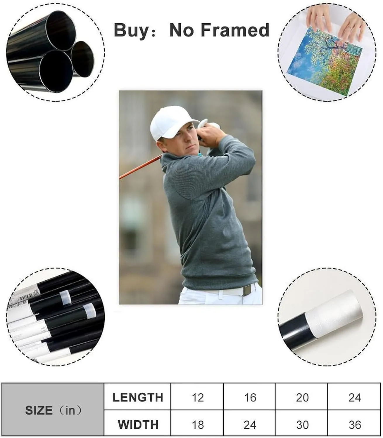 Jordan Spieth Golf Poster13 Canvas Poster Wall Art Decor Print Picture Paintings for Living Room Bedroom Decoration Unframe:12x18inch(30x45cm)
