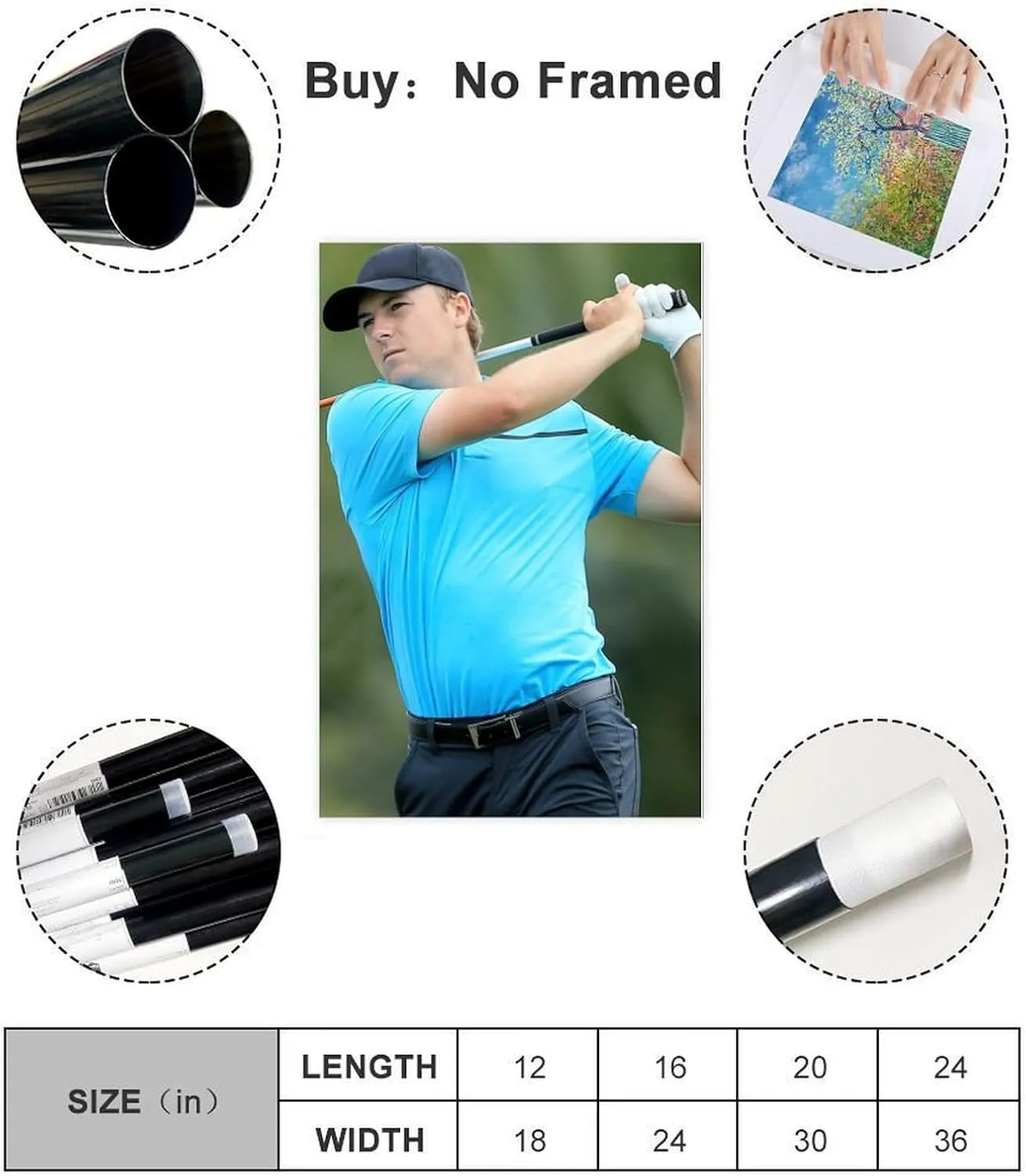 Jordan Spieth Golf Poster23 Canvas Poster Wall Art Decor Print Picture Paintings for Living Room Bedroom Decoration Unframe:24x36inch(60x90cm)