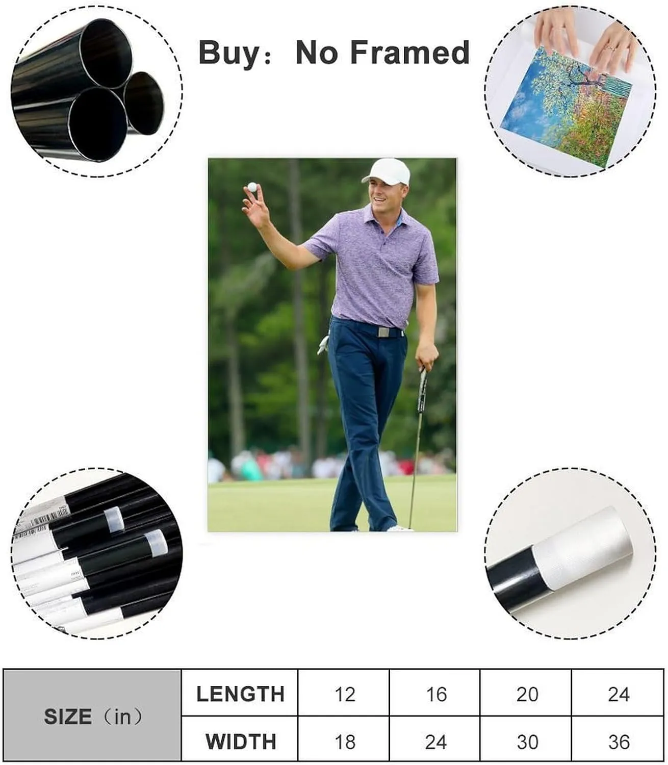 Jordan Spieth Golf Poster41 Canvas Poster Bedroom Decor Sports Landscape Office Room Decor Gift Unframe:16x24inch(40x60cm)