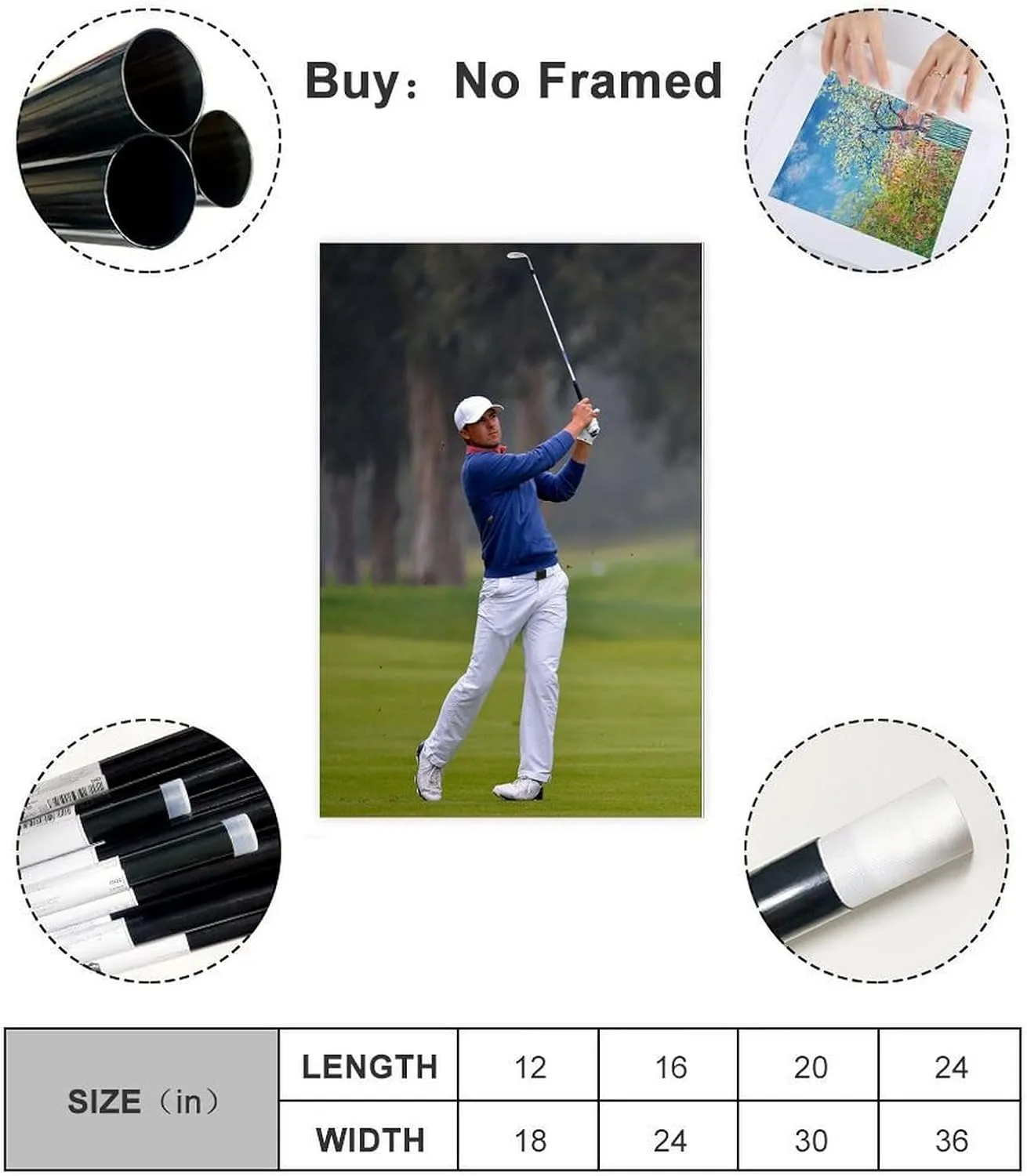 Jordan Spieth Golf Poster85 Canvas Poster Wall Art Decor Print Picture Paintings for Living Room Bedroom Decoration Unframe:24x36inch(60x90cm)