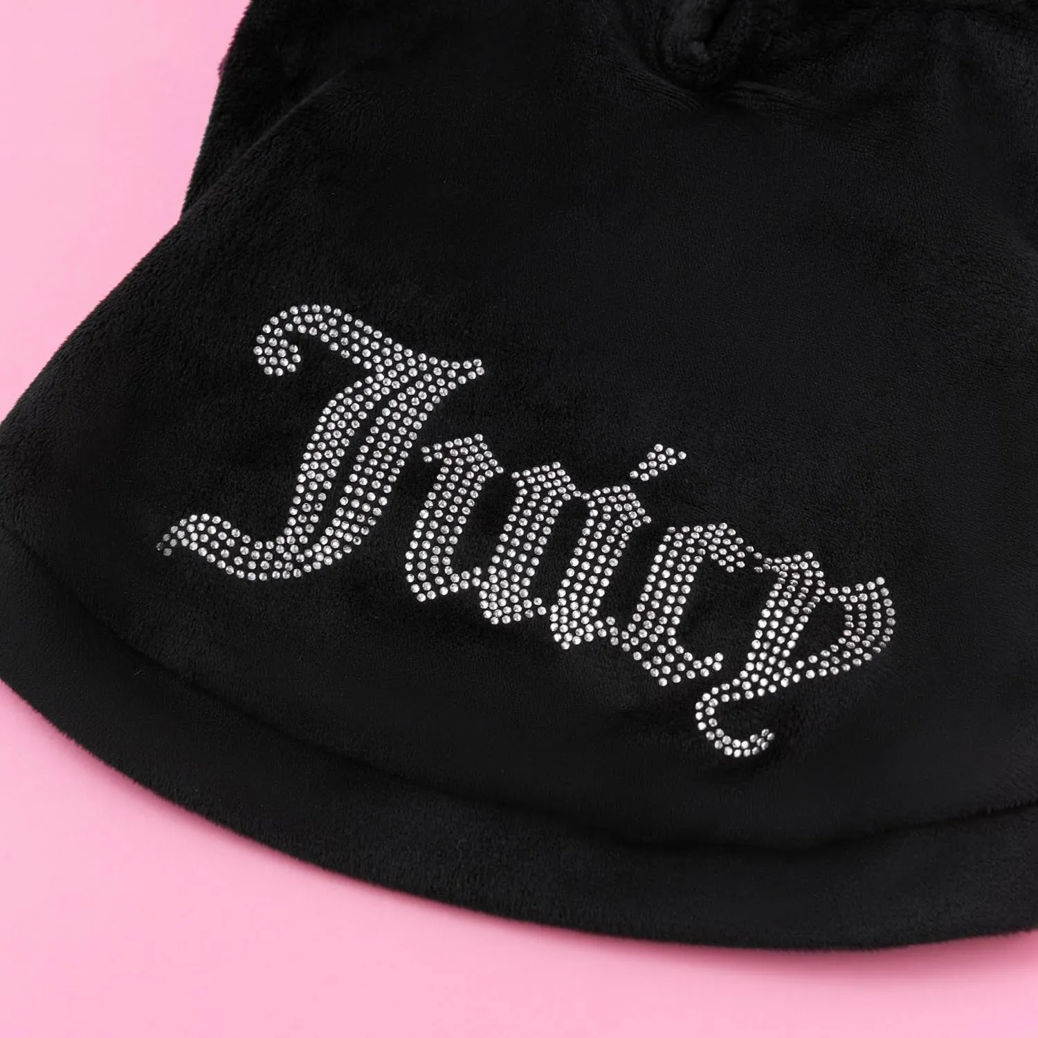 Juicy Couture Bling Velour Pet Hoodie - Black - XS/S (2-7 lbs.) - Pet Hoodies for Small Dogs or Cats