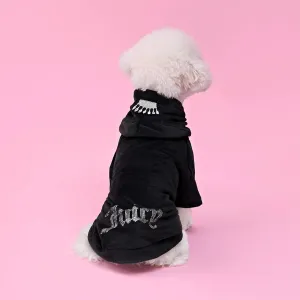 Juicy Couture Bling Velour Pet Hoodie - Black - XS/S (2-7 lbs.) - Pet Hoodies for Small Dogs or Cats