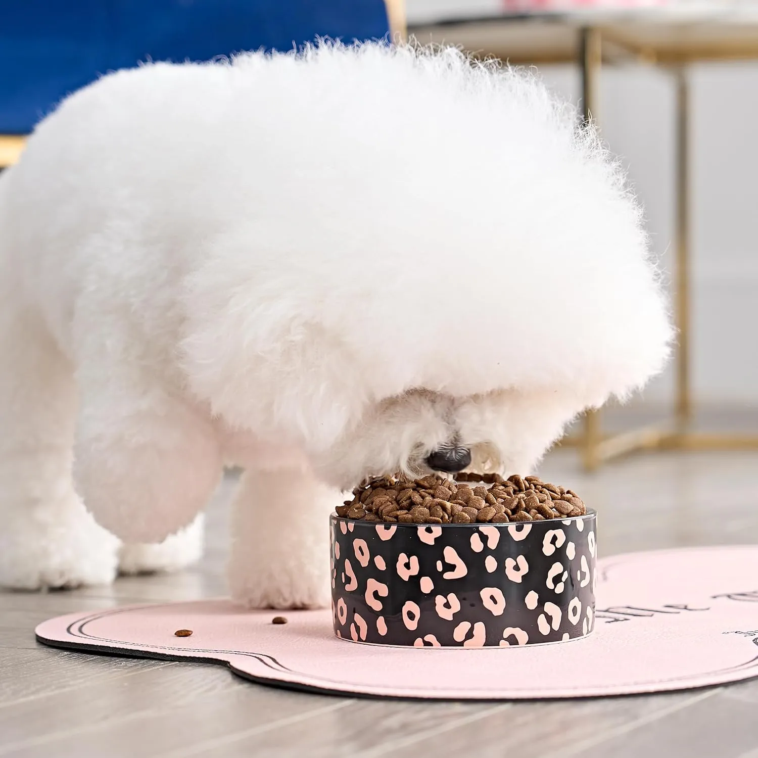 Juicy Couture Give Me Treats Pet Bowl Set - Black Leopard 16 oz - Ceramic Set of 2 Bowls