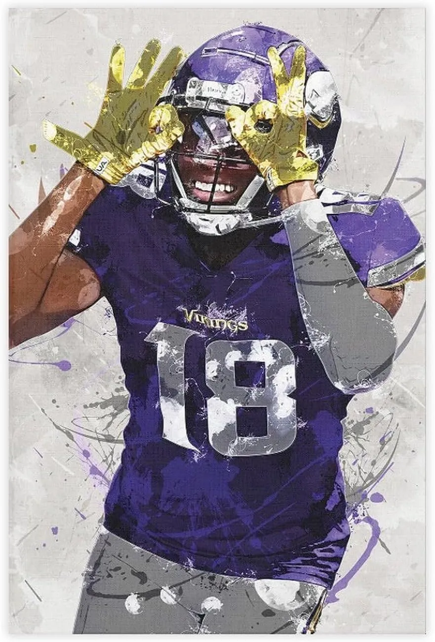 Justin Jefferson Sports Art Decorative Poster 2 Canvas Poster Bedroom Decor Landscape Office Room Decor Gift Unframe:12x18inch(30x45cm)