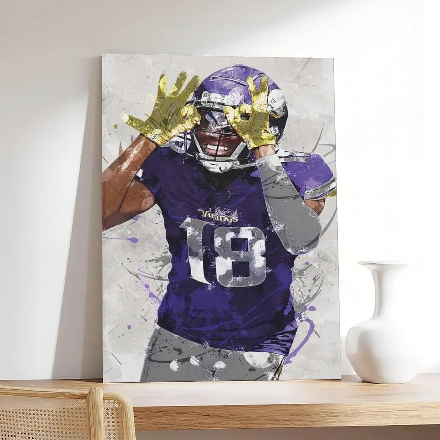 Justin Jefferson Sports Art Decorative Poster 2 Canvas Poster Bedroom Decor Landscape Office Room Decor Gift Unframe:12x18inch(30x45cm)