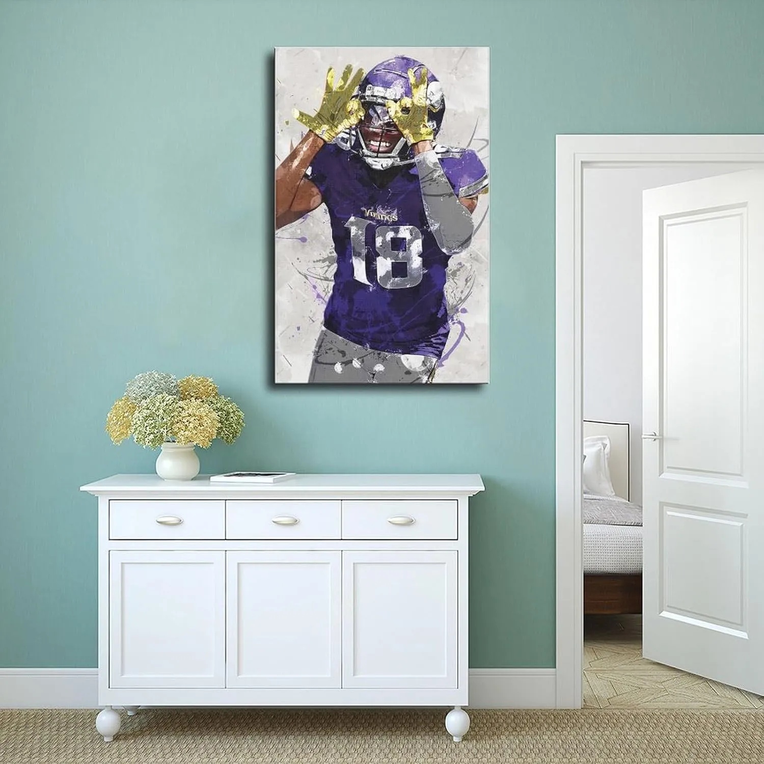Justin Jefferson Sports Art Decorative Poster 2 Canvas Poster Bedroom Decor Landscape Office Room Decor Gift Unframe:12x18inch(30x45cm)