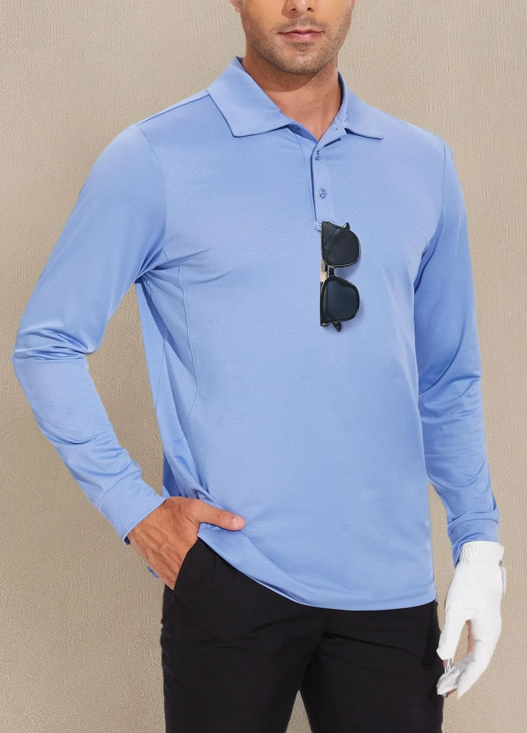 JWM Men's Long Sleeve Golf Polo Shirts - Athletic Casual Travel Performance Collar Shirts Lightweight Quick Dry UPF50