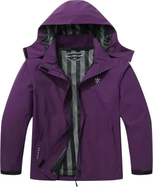 KAIDER Women's Plus Size Lightweight Waterproof Hooded Rain Jacket for Outdoor Hiking Travel