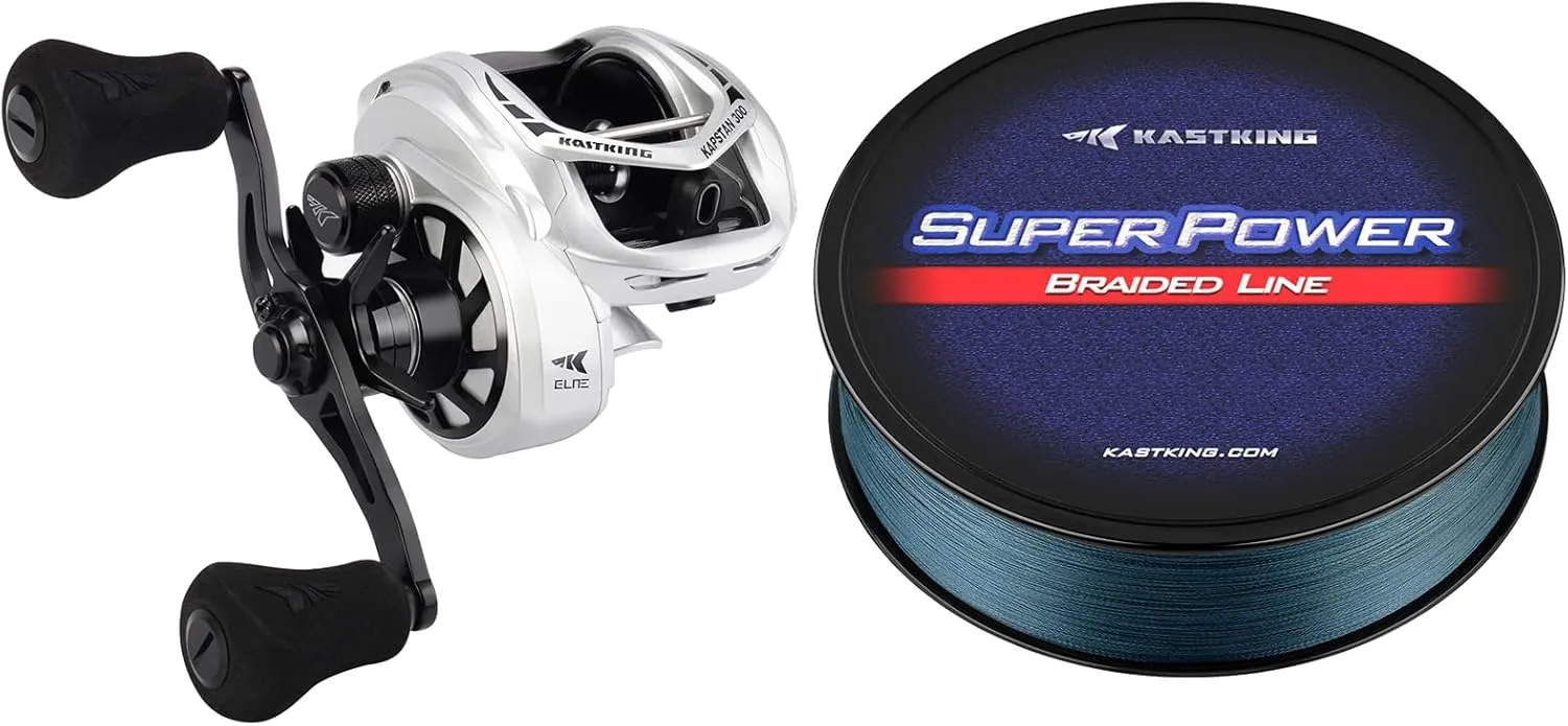 KastKing Kapstan Elite 300 Baitcasting Fishing Reel & KastKing Superpower Braided Fishing Line