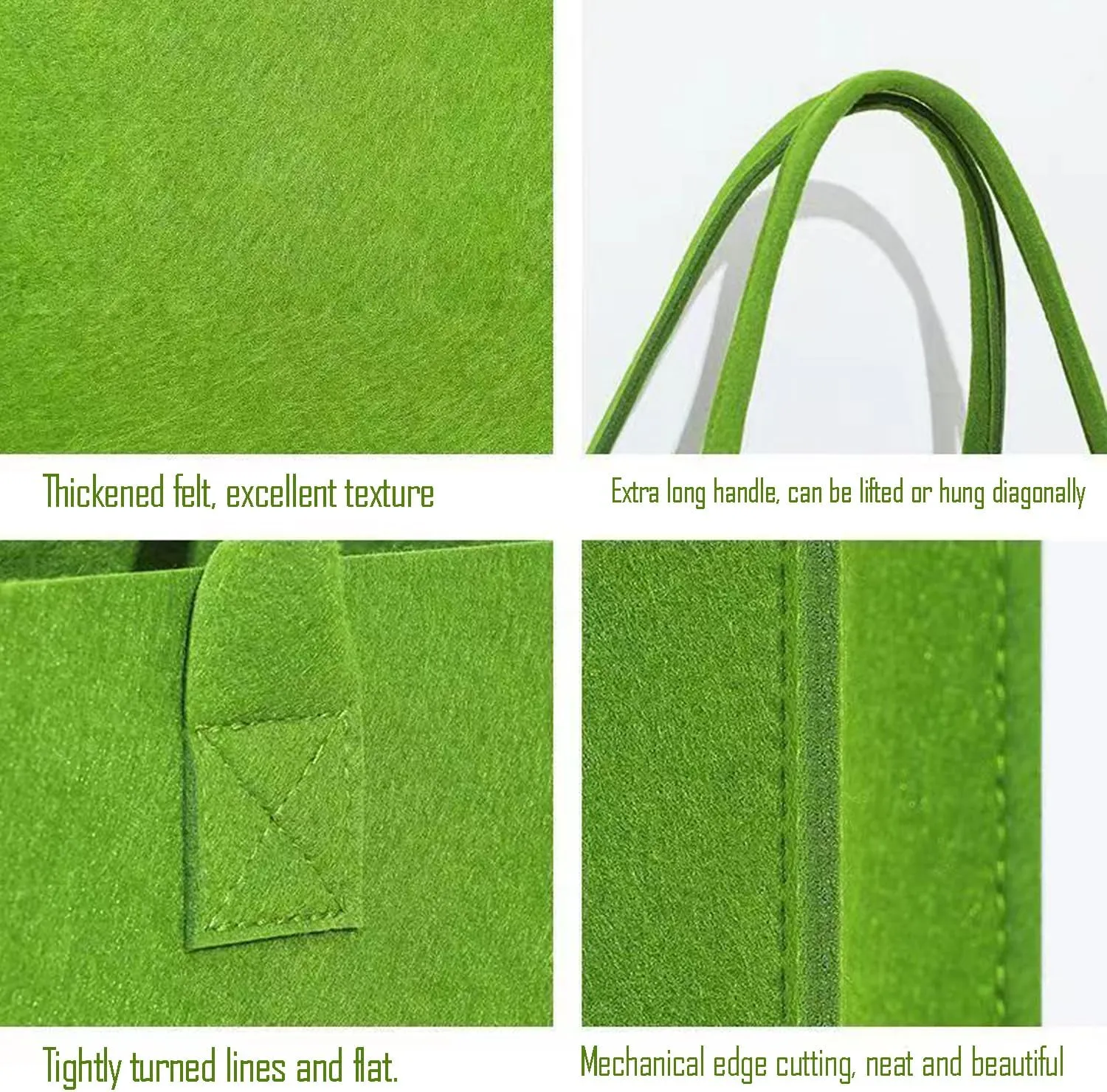 kaxilu Reusable Bags 3pcs Large 16.5"x12.5"x 10" Women Felt Tote Bag with Handles Grocery Beach, Travel, Study, Gym,wedding DIY Gifts Bag
