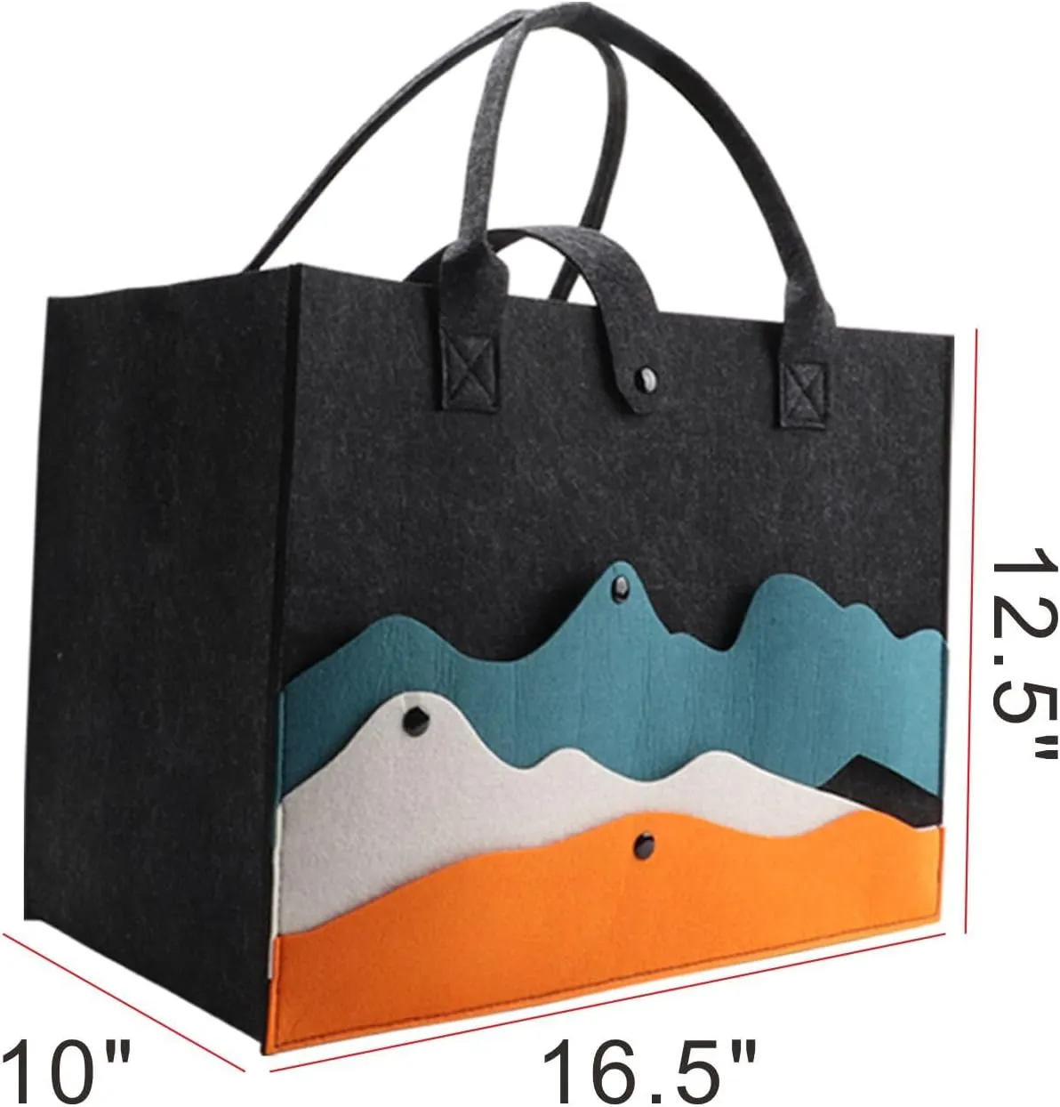 kaxilu Reusable Bags 3pcs Large 16.5"x12.5"x 10" Women Felt Tote Bag with Handles Grocery Beach, Travel, Study, Gym,wedding DIY Gifts Bag