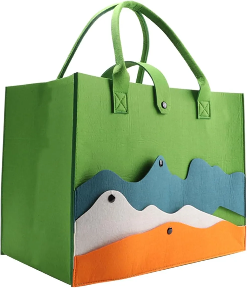 kaxilu Reusable Bags 3pcs Large 16.5"x12.5"x 10" Women Felt Tote Bag with Handles Grocery Beach, Travel, Study, Gym,wedding DIY Gifts Bag