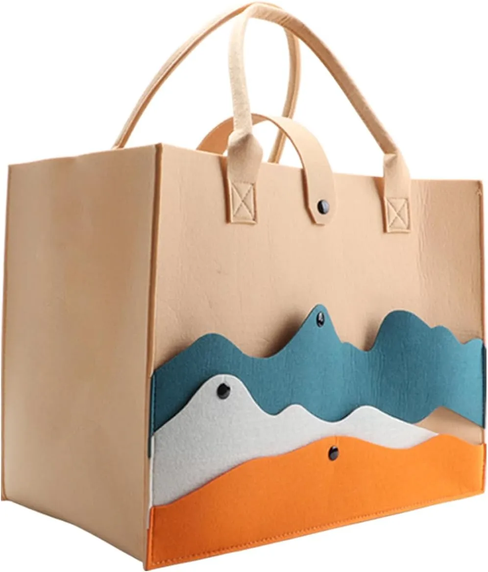 kaxilu Reusable Bags 3pcs Large 16.5"x12.5"x 10" Women Felt Tote Bag with Handles Grocery Beach, Travel, Study, Gym,wedding DIY Gifts Bag