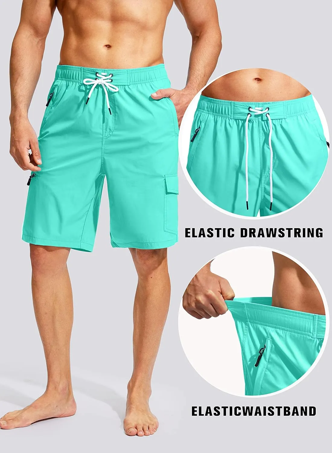 Kayrth Men's Swim Trunks Quick Dry Board Shorts with 5 Pockets Swimsuit Swimwear for Men - No Mesh Liner