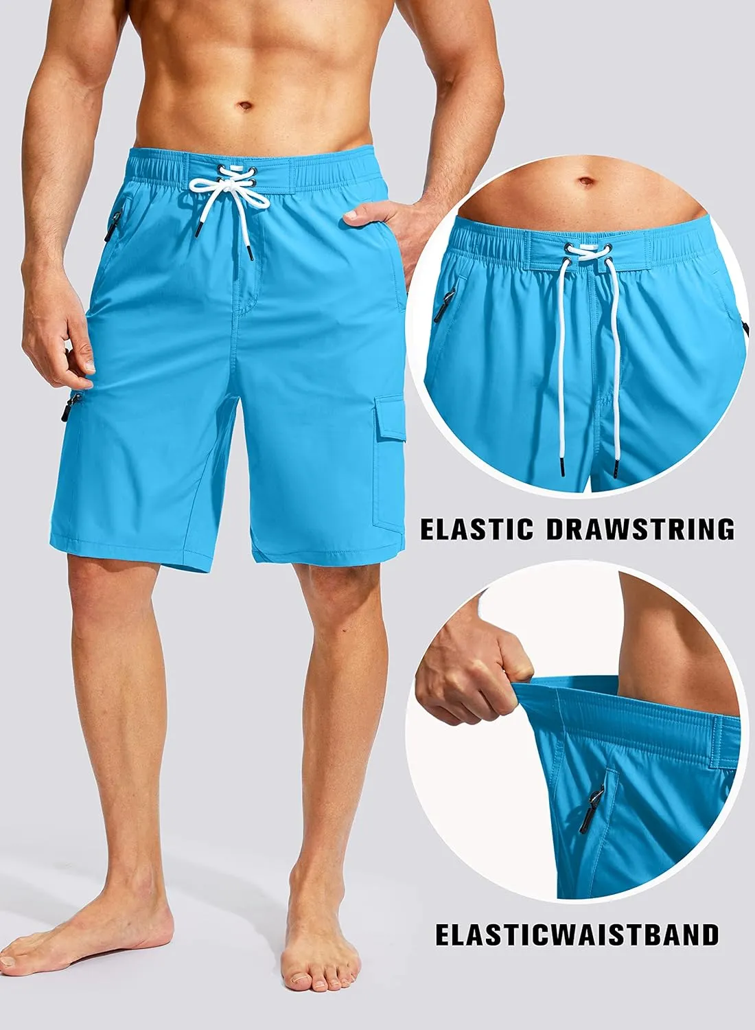 Kayrth Men's Swim Trunks Quick Dry Board Shorts with 5 Pockets Swimsuit Swimwear for Men - No Mesh Liner