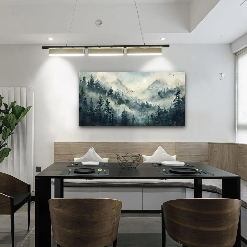 KELIYUAN Misty Forest Landscape Painting Wall Art Painting Modern Canvas Print Natural Landscape Art Pictures Living Room Dining Room Wall Decor Bedroom Office Home Decoration Aesthetics 20x40 In