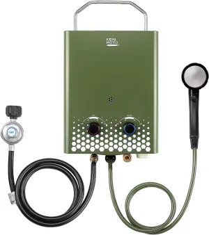 KEMIMOTO propane tankless water heater outdoor，1.32Gpm 34000 BTU Camping Portable Water Heater，Easy Installation, Lightweight for Taking，Suitable For Rv/Camping/Cabin
