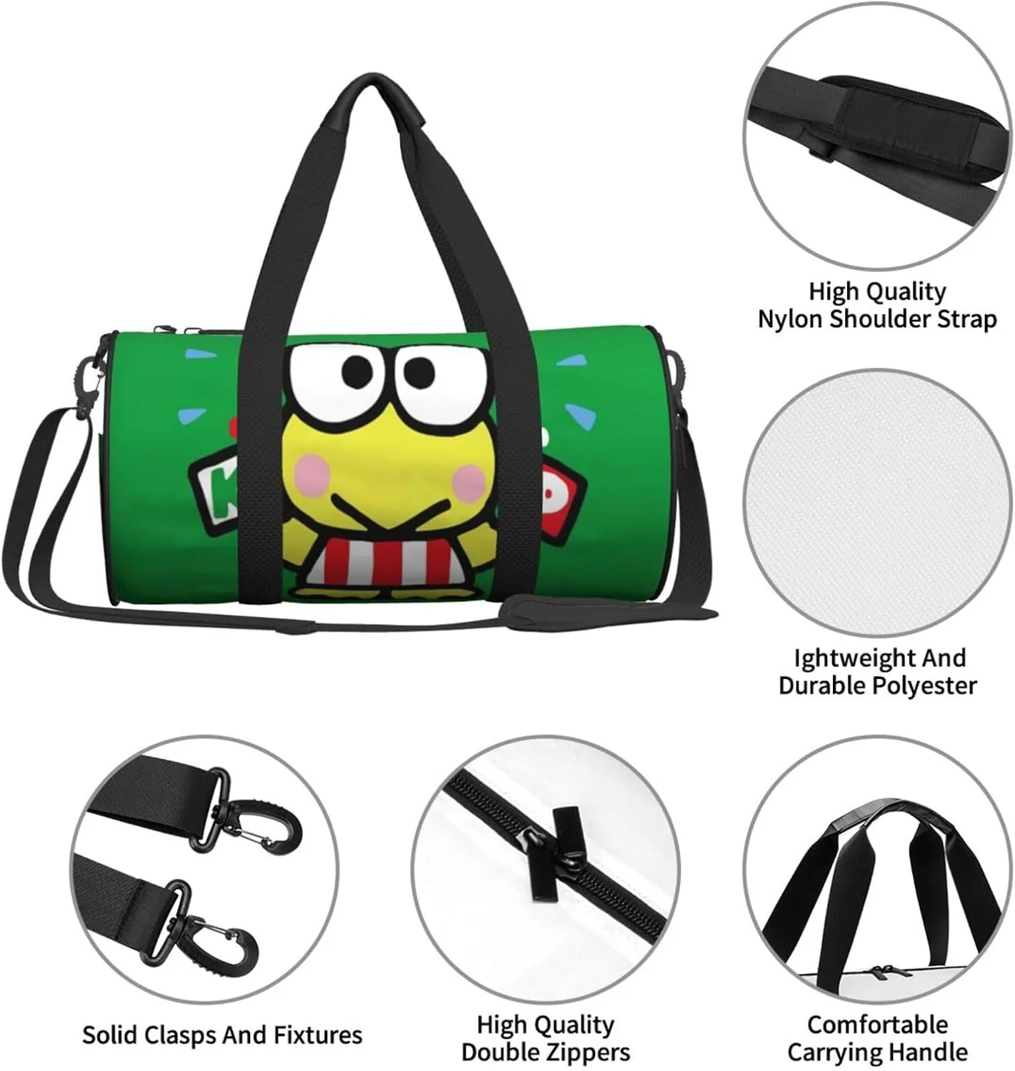 Ker-oppi Duffel Bag Large Capacity Portable Round Travel bag,Travel Sports Bag for Men and Women One Size