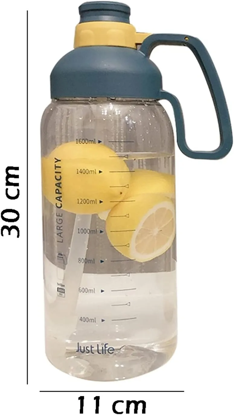 kettles 60.9 oz Large Water Bottle with Motivational Time Marker Reminder,Portable Sports Bottles with Straw-Durable,Outdoor Activity canteen(C)