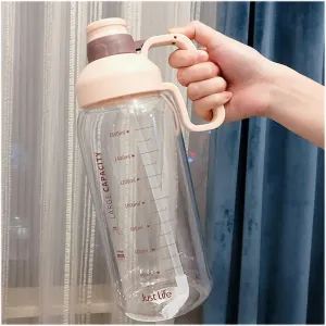 kettles 60.9 oz Large Water Bottle with Motivational Time Marker Reminder,Portable Sports Bottles with Straw-Durable,Outdoor Activity canteen(C)