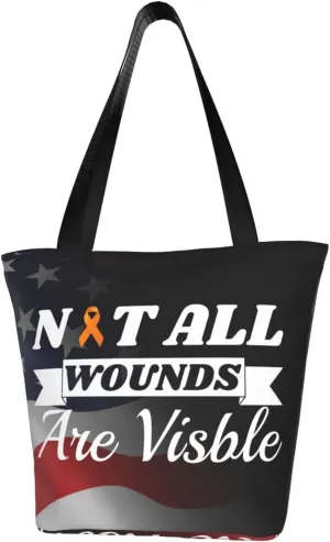 Kidney Cancer Awareness Not All Wounds Are Visible Fashion Shoulder Bag Large Capacity For Man Or Woman
