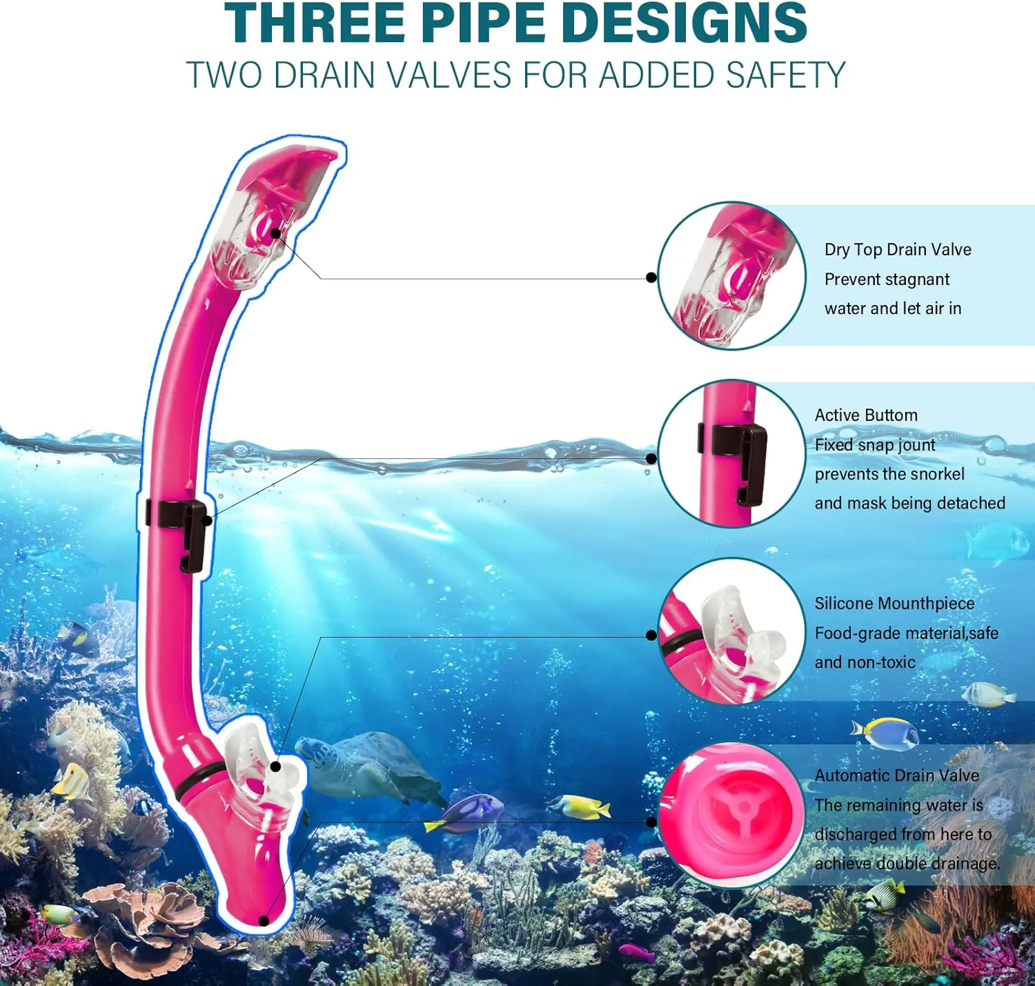 Kids Snorkeling Set Children Mask Fin Snorkel Set Snorkeling Gear Snorkel Mask   Adjustable Swimming Kids Flippers  Dry Snorkel Tube   Travel Bags