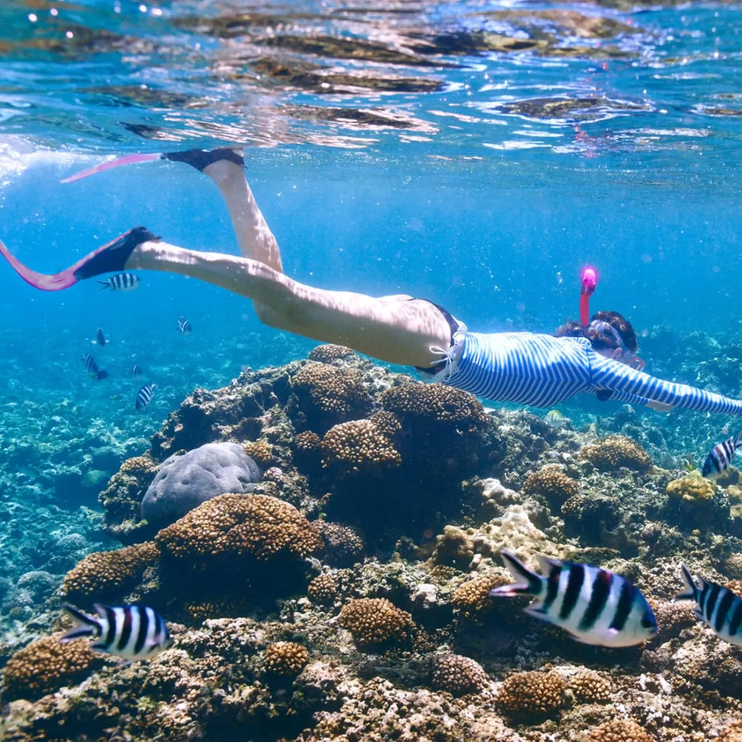 Kids Snorkeling Set Children Mask Fin Snorkel Set Snorkeling Gear Snorkel Mask   Adjustable Swimming Kids Flippers  Dry Snorkel Tube   Travel Bags