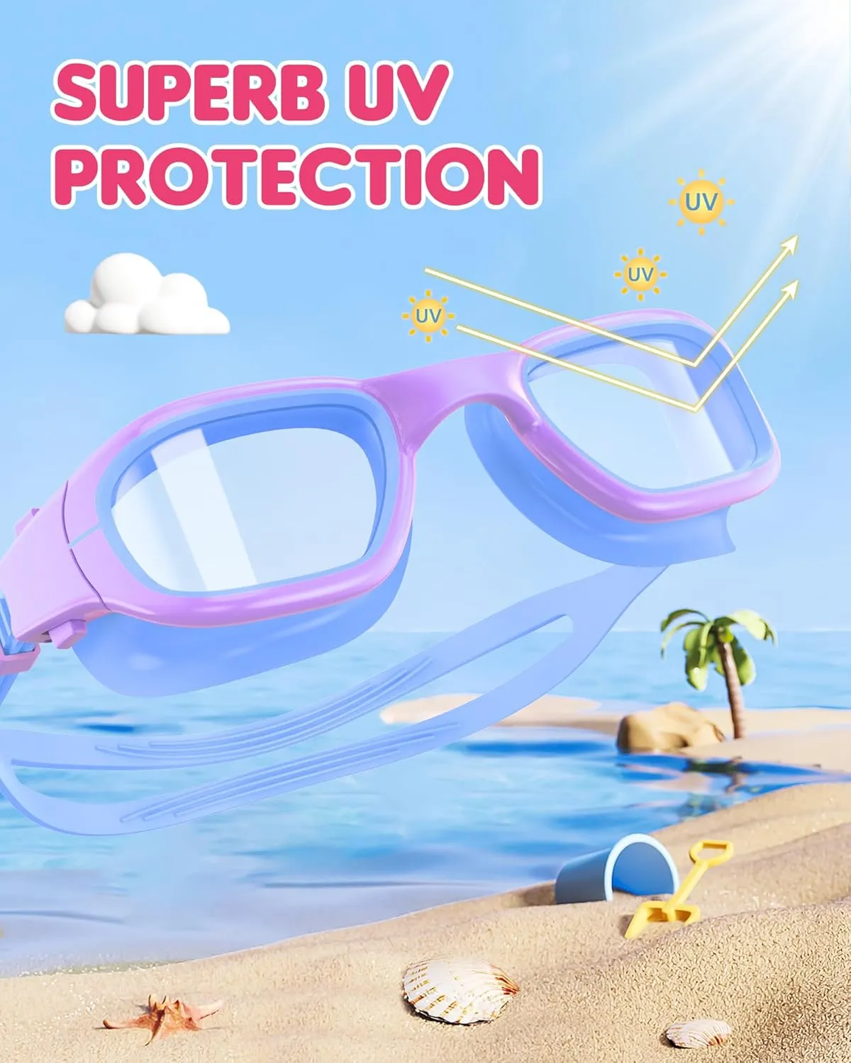 Kids Swim Goggles,Swimming Goggles for Kids 6-14, Anti-Fog UV Protection Pool Glasses for Boys Girls