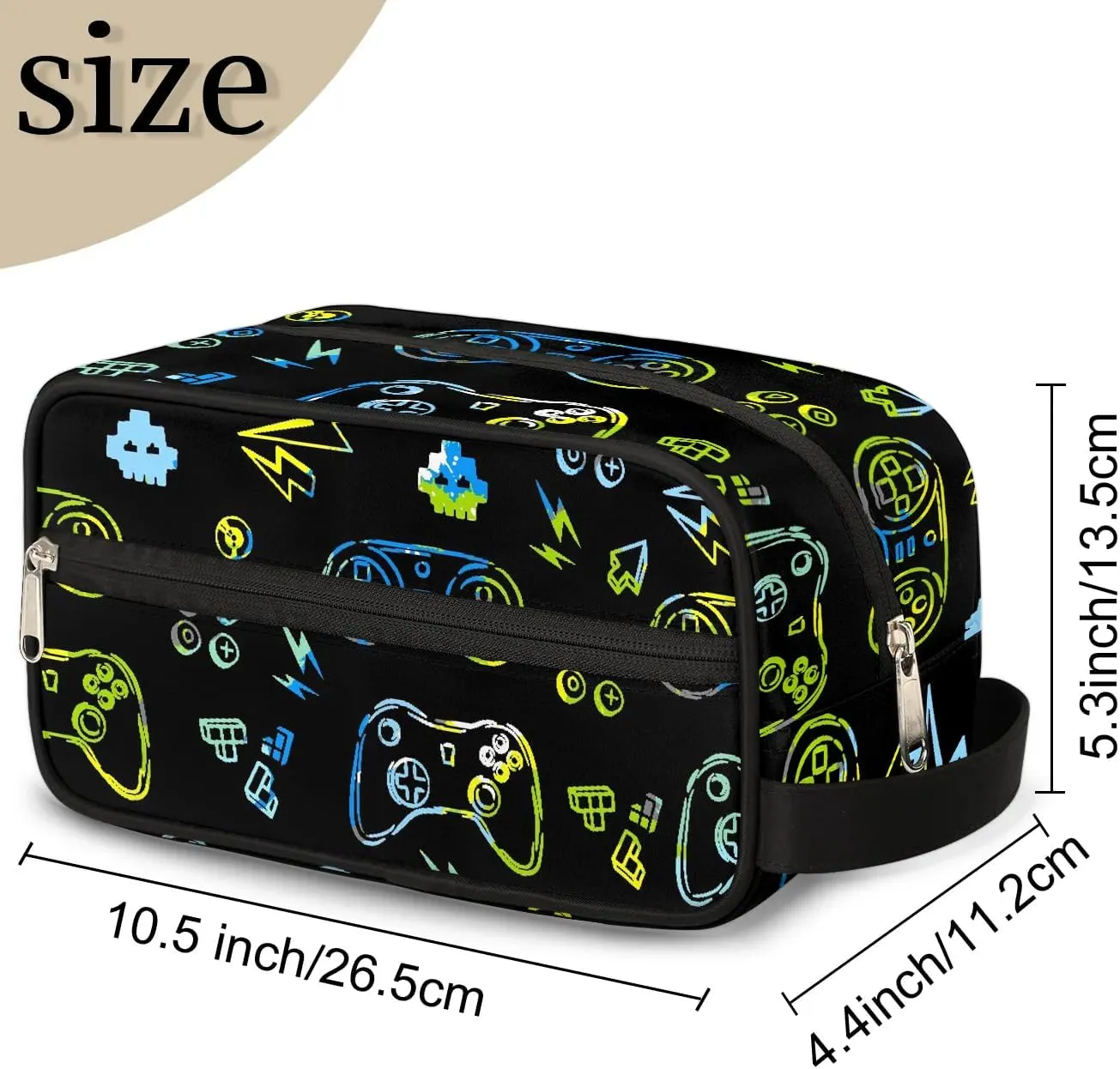 Kids Travel Toiletry Bag for Boys Men - Video Game Hanging Dopp Kit - Waterproof Shaving Bag Bathroom Bags Wash Bag for Toiletries Accessories