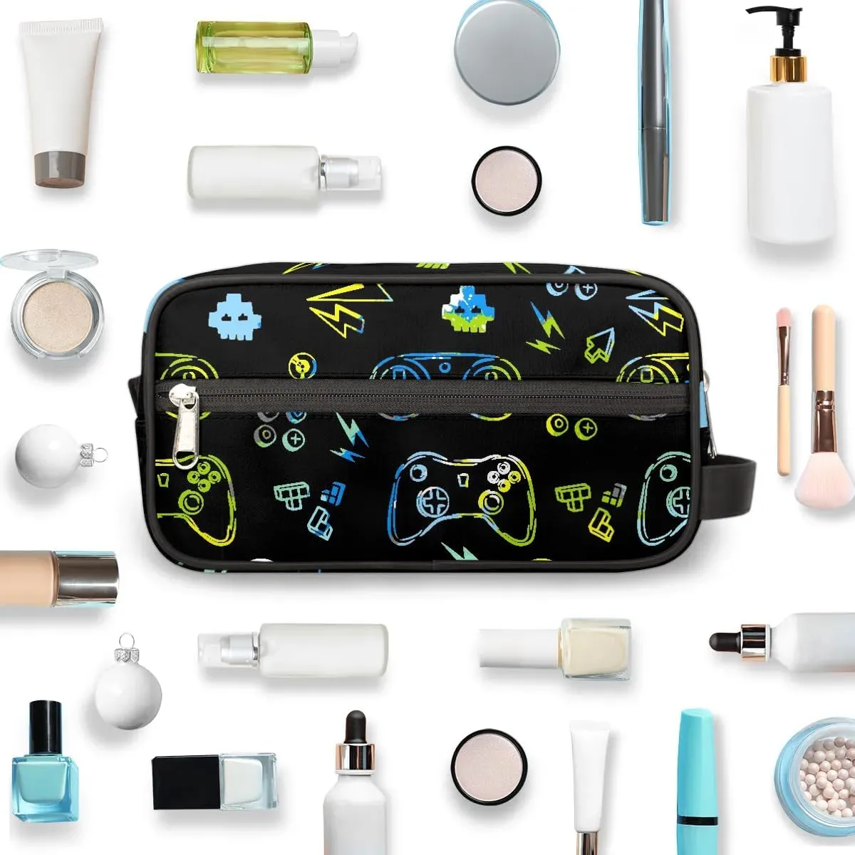 Kids Travel Toiletry Bag for Boys Men - Video Game Hanging Dopp Kit - Waterproof Shaving Bag Bathroom Bags Wash Bag for Toiletries Accessories