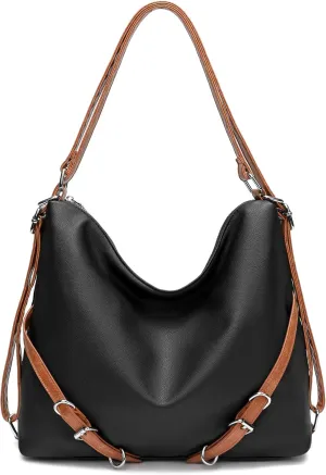 KILAMAL women's hobo bag backpack adjustable crossbody shoulder bag soft PU leather tote handbag