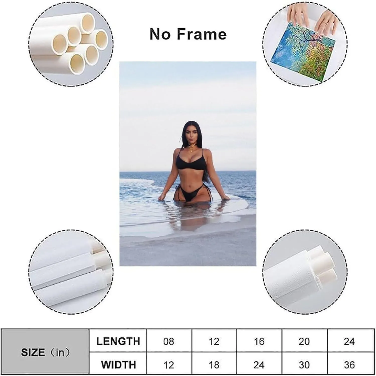 Kim Kardashian Hot Posters Canvas Art And Wall Art Picture Print Modern Family Bedroom Decors 24x36inch(60x90cm)