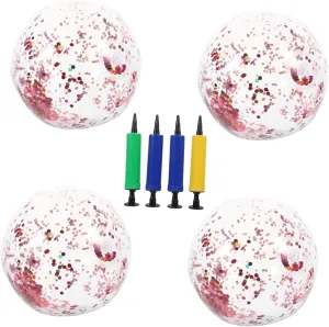 Kisangel Sequined Beach Ball Activity Inflatable O Shape Sequins Beach Balls Summer Party Balls Giant Beach Ball